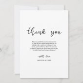 Modern Thank You Script Wedding Photo Dankeskarte (Rückseite)