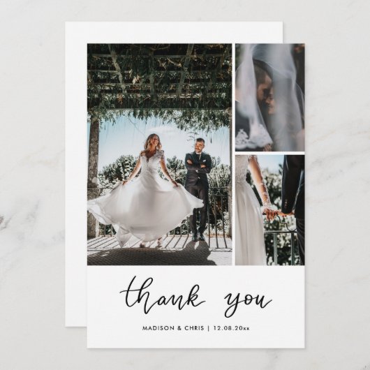 Modern Thank You Script Wedding Photo Dankeskarte (Vorne/Hinten)
