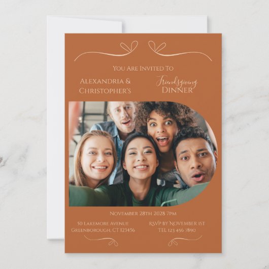 Modern Thanksgiving Friendsgiving Photo Einladung (Vorderseite)