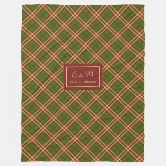 Modern Thanksgiving Plaid Blanket Monogram Cozy Fleecedecke (Vorderseite)
