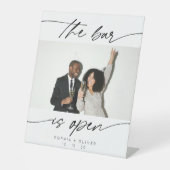 Modern The Bar is Open Calligraphy Script Foto Sockelschild (Vorderseite)