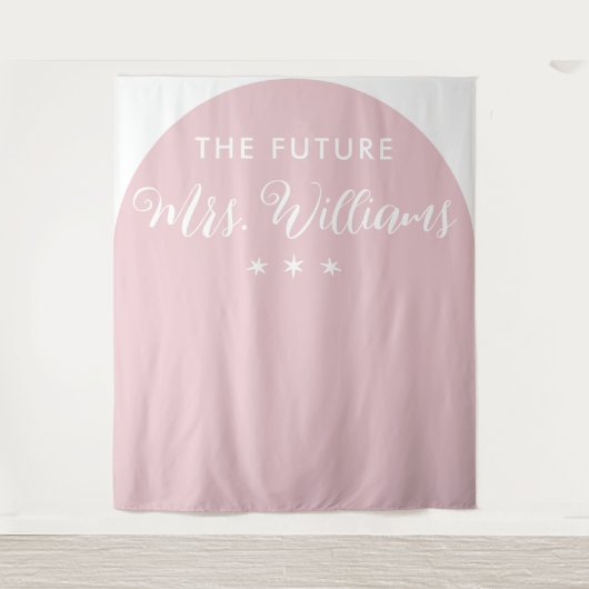 Modern The Future Mrs. Brautparty Pink Arch Wandteppich (Vorderseite)