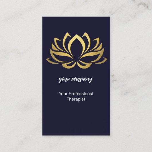 Modern Therapist Wellness Holographic Gold Lotus Visitenkarte (Vorderseite)