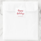 Modern Thick Red Script Happy Holidays Weihnachten Quadratischer Aufkleber (Tasche)