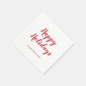 Modern Thick Red Script Happy Holidays Weihnachten Serviette (Ecke)