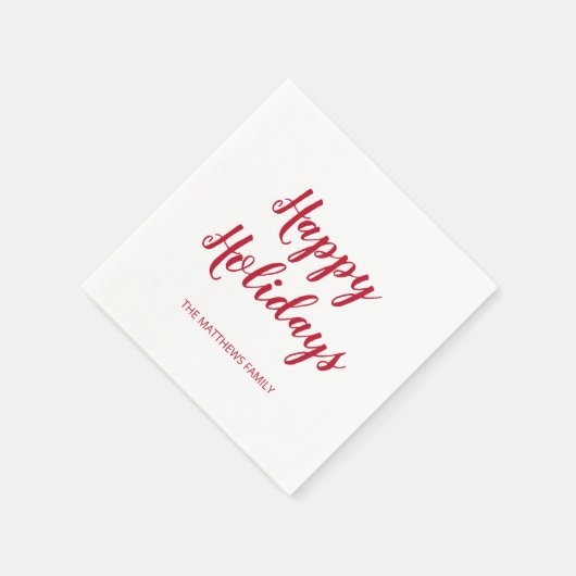 Modern Thick Red Script Happy Holidays Weihnachten Serviette (Ecke)