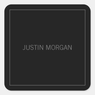Modern Thin Frame & Your Name   Dark Grey & Grey Quadratischer Aufkleber