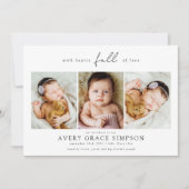 Modern Three Foto Baby Birth Ankündigung (Vorderseite)