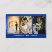 Modern Three Foto Collage Fotograf blau Visitenkarte (Vorderseite)