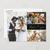 Modern Three Foto Script Wedding Vielen Dank Einladungspostkarte (Vorne/Hinten)