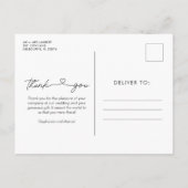 Modern Three Foto Script Wedding Vielen Dank Einladungspostkarte (Rückseite)