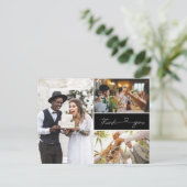 Modern Three Foto Script Wedding Vielen Dank Einladungspostkarte (Stehend Vorderseite)
