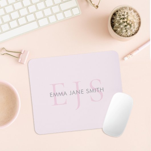 Modern Three Letter Intial Monogram Mousepad