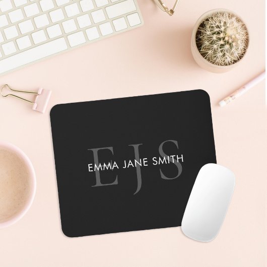 Modern Three Letter Intial Monogram Mousepad