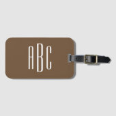 Modern Three Letter Mit Monogramm Brown Gepäckanhänger (Vorderseite (Horizontal))