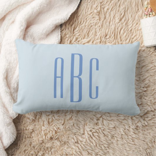 Modern Three Letter Monogram Light Blue Lendenkissen (Decke)