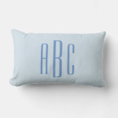 Modern Three Letter Monogram Light Blue Lendenkissen (Vorderseite)