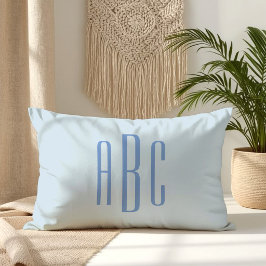 Modern Three Letter Monogram Light Blue Lendenkissen