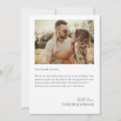 Modern Three Photo Collage Heart Script Wedding  Dankeskarte (Rückseite)