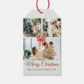 Modern Three-Photo Holiday Family Collage Geschenkanhänger (Vorderseite)