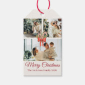 Modern Three-Photo Holiday Family Collage Geschenkanhänger (Vorderseite)
