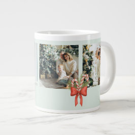 Modern Three-Photo Holiday Family Collage Jumbo-Tasse
