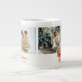 Modern Three-Photo Holiday Family Collage Jumbo-Tasse (Vorderseite)