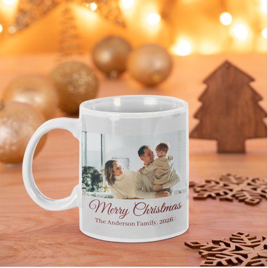 Modern Three-Photo Holiday Family Collage Jumbo-Tasse