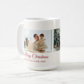 Modern Three-Photo Holiday Family Collage Kaffeetasse (Vorderseite Links)
