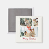 Modern Three-Photo Holiday Family Collage Magnet (Vorderseite/Rückseite)