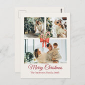 Modern Three-Photo Holiday Family Collage Postkarte (Vorne/Hinten)