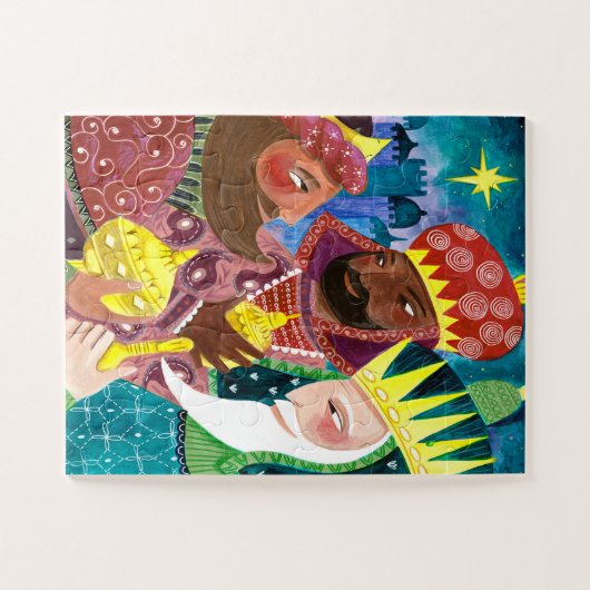 Modern Three Wise Men Könige mit Stern und Geschen Puzzle (Horizontal)