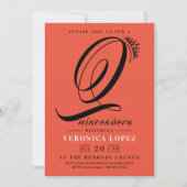 Modern Tiara Orange Red 15. Quinceañera Party Einladung (Vorderseite)