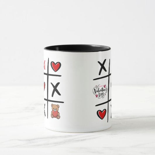 Modern Tic Tac Toe Valentines Day Initial Tasse (Zentrum)