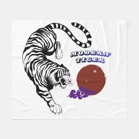 Modern Tiger Graphic Art Fleecedecke (Vorderseite (Horizontal))