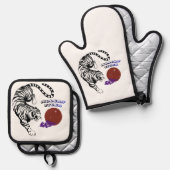 Modern Tiger Graphic Art Ofenhandschuh & Topflappen-Set (Vorderseite/Rückseite)