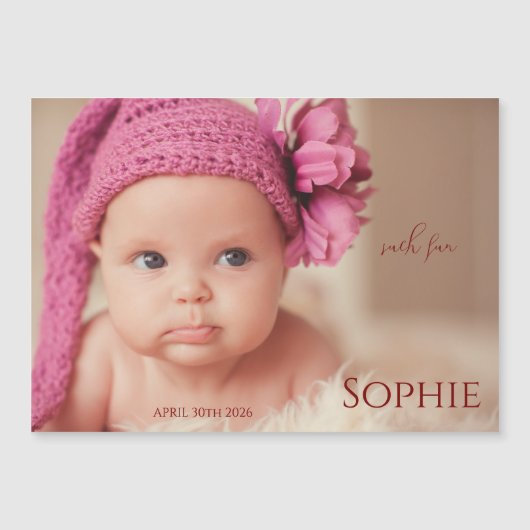 Modern Timeless Photo Magnetic Baby Announcement Magnetkarte (Vorderseite)