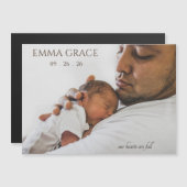 Modern Timeless Photo Magnetic Birth Announcement Magnetkarte (Vorne/Hinten)
