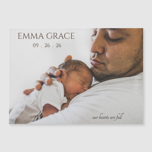 Modern Timeless Photo Magnetic Birth Announcement Magnetkarte (Vorderseite)