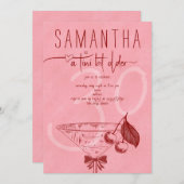 Modern Tini Bit Older Cherry Martini Bow Birthday Einladung (Vorne/Hinten)