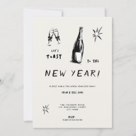 Modern Toast to the New Year 2026 Bold Typo Einladung