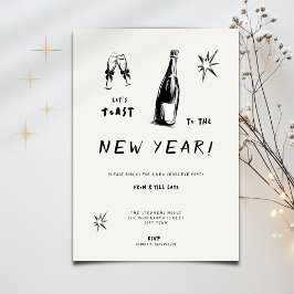 Modern Toast to the New Year 2026 Bold Typo Einladung