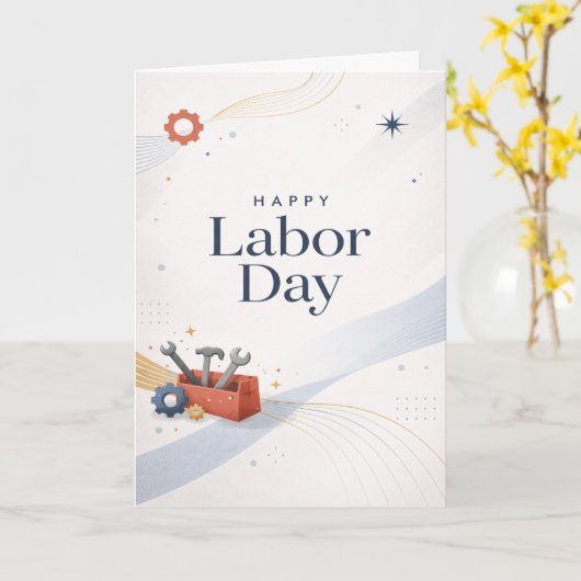 Modern Toolbox Happy Labor Day Karte (Gelbe Blume)