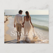 Modern Topography Full Photo Wedding Save The Date Postkarte (Vorderseite)