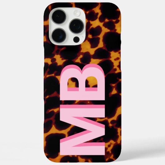 Modern Tortoiseshell Monogram Case-Mate iPhone Hülle (Rückseite)