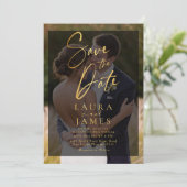 Modern transparentes Overlay-Foto Save the Date in Einladung (Stehend Vorderseite)