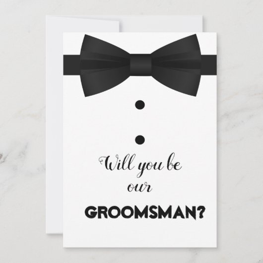 Modern Trauzeuge Bow Brush Script Request Einladung (Vorderseite)