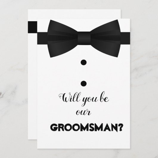 Modern Trauzeuge Bow Brush Script Request Einladung (Vorne/Hinten)
