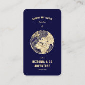 Modern Travel Agency Gold Globe Midnight Blue Visitenkarte (Vorderseite)