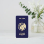 Modern Travel Agency Gold Globe Midnight Blue Visitenkarte (Stehend Vorderseite)